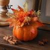 Indoor Halloween Holiday Accents Fall Pumpkin Table Ornament, Artificial Foam with Flower, Maple Durable Ornaments Leaves, Berry for Autumn