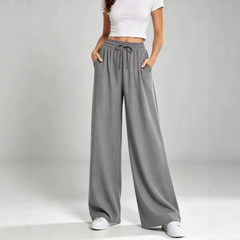 Women S Wide Leg Loose Casual Solid Straight Leg Pants