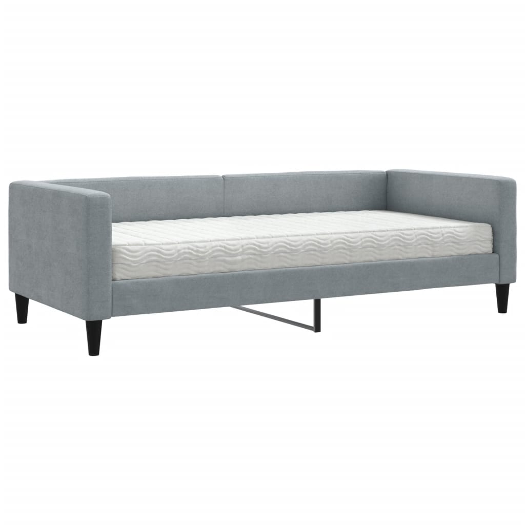 Vidaxl Sofa Z Materacem, Jasnoszara, 90X190 Cm, Tkanina