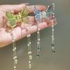 Korean Crystal Butterfly Pearl Tassel Hair Clip - Metal Hair Accessories for Women