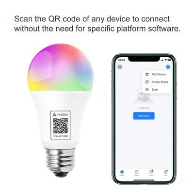 Inteligentna żarówka LED Matter WiFi E27 9W TUYA/Smart Life RGBCW ściemnialna inteligentna lampa z obsługą Alexa Home Homekit Control