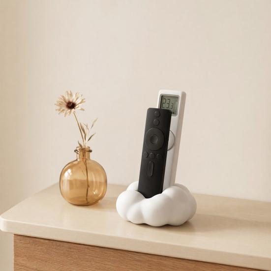 Storage Box, 3D Printed One-Piece Molding Storage Container with Double Slot Design, Cloud Shape Remote Holder Holds Two Remote Controls