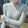 Women's Slimming Pure Wool Lace Half-High Collar Sweater - Ready-to-Wear Knit Pullover Base Layer