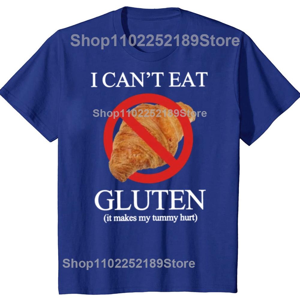 Nemohu jíst lepek Tričko Retro Gluten Meme Grafické tričko EU Velikost Bavlna Měkké Unisex O-výstřih Tričko Topy Volné Oversized