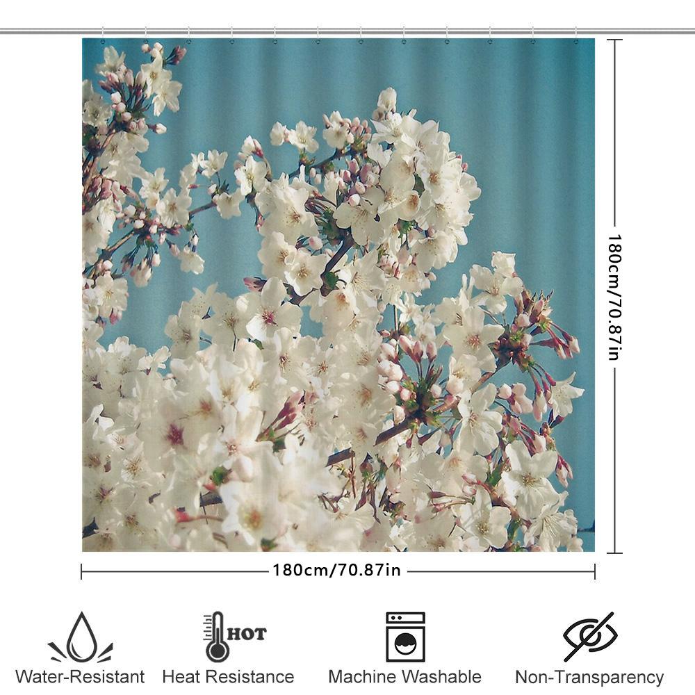 Floral Shower Curtain Botanical Flower Pattern Bathroom Decor Nature Blossom Art Vintage Washable Liner