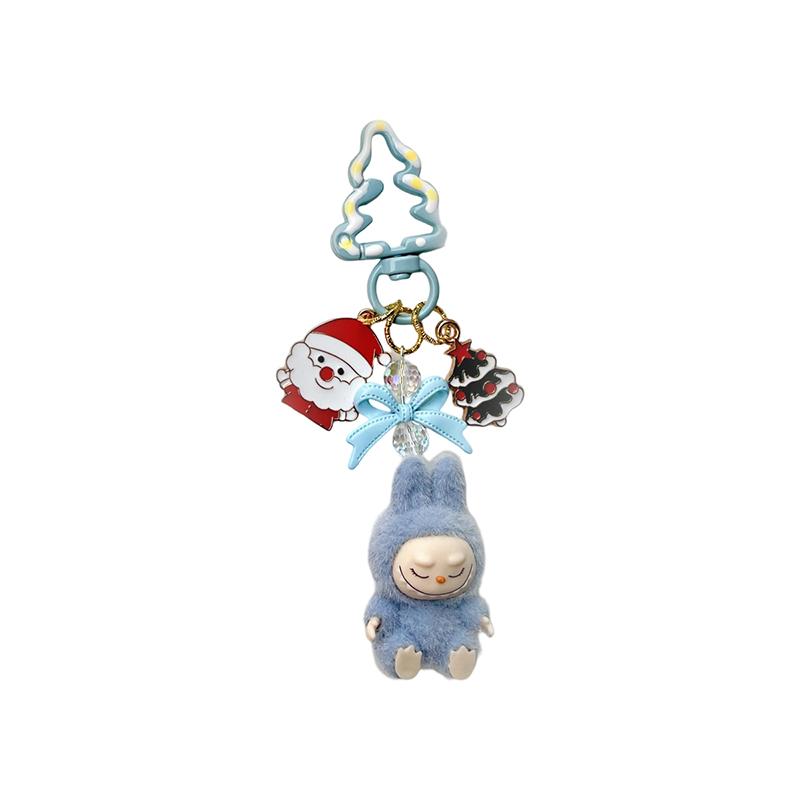 Christmas Labubu Kawaii Particles Keychain Bag Cell Phone Charm Key Chain Christmas Gift Cute Plush Charm