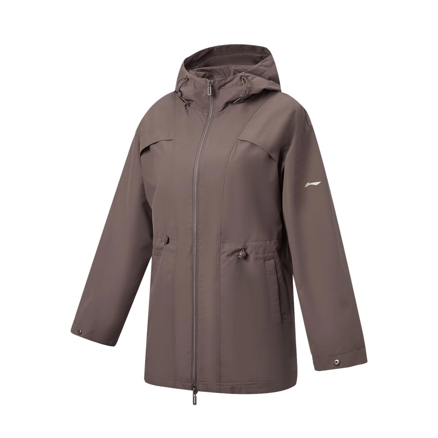 Li-Ning Solid Color Zip-Up Hooded Sports Windbreaker Women outerwear AFDW344-1 S