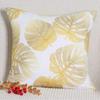 4 Pcs Double Sided Gold Foil Leaf Cushion Covers, Luxury Botanical Tropical Print Throw Pillow Cases (No Inserts)