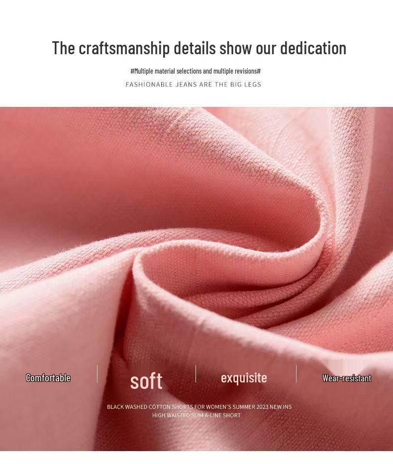 Women's High Waist Cotton Shorts - Summer Korean Style, Casual, Loose, Slimming, Wide Leg, Five-Point Pants