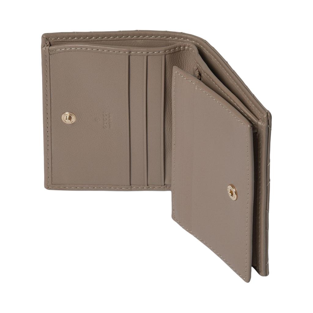 Gucci GG Marmont Logo Snap Closure Leather Wallet Women wallet Gray Brown 466492-DTDHD-1523