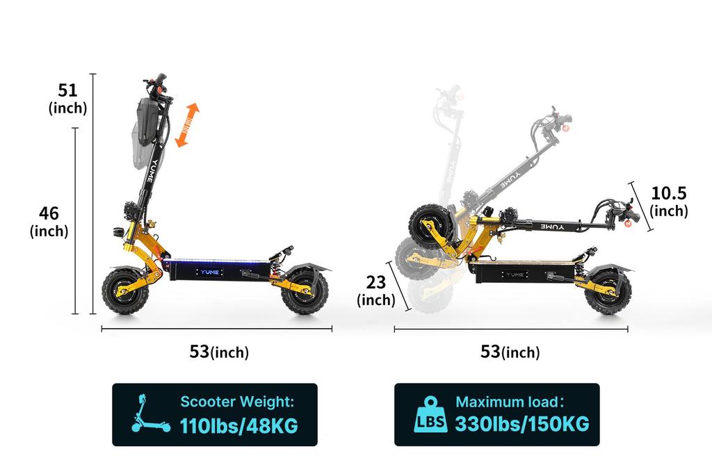 YUME X11+ Adult Electric Scooter, Hydraulic Brake + Electronic Brake, BMS, Wide Tire, 3000W Dual Motor, IP 54