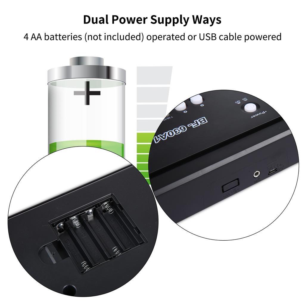 BIGFUN 61 Keys USB Electronic Organ Kids Electric Piano with Microphone Black Digital Music Electronic Keyboard with