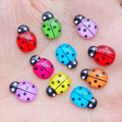 50Pcs Cute 9*13mm Mini Cute Cartoon Insect Beetle Nail Art Resin Designer Charms DIY Craft For Nail 3D Decorations Jewelry
