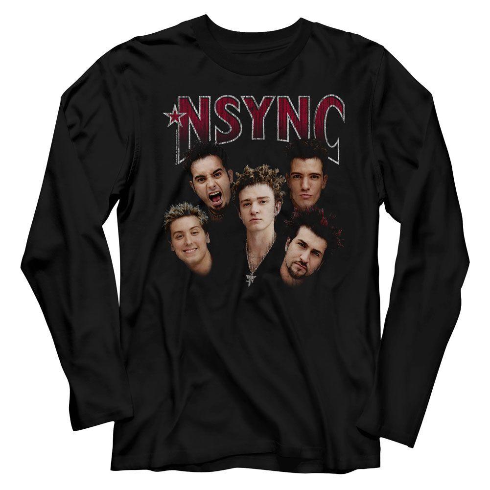 NSYNC Band Photo Black L/S Pop Music Boy Band Shirt S