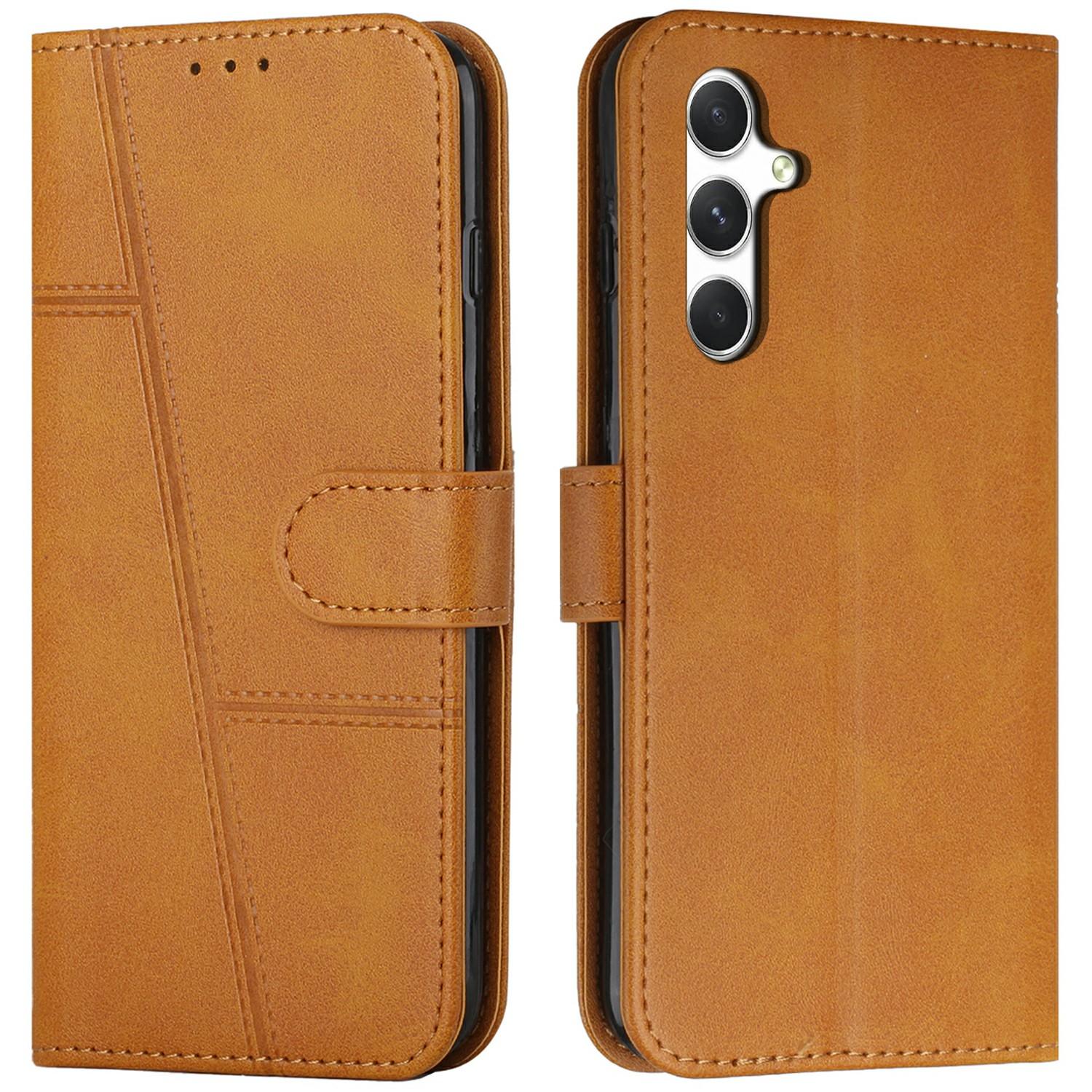 

For Samsung Galaxy A36 5G Phone Case Leather Stand Protective Cover Yellow