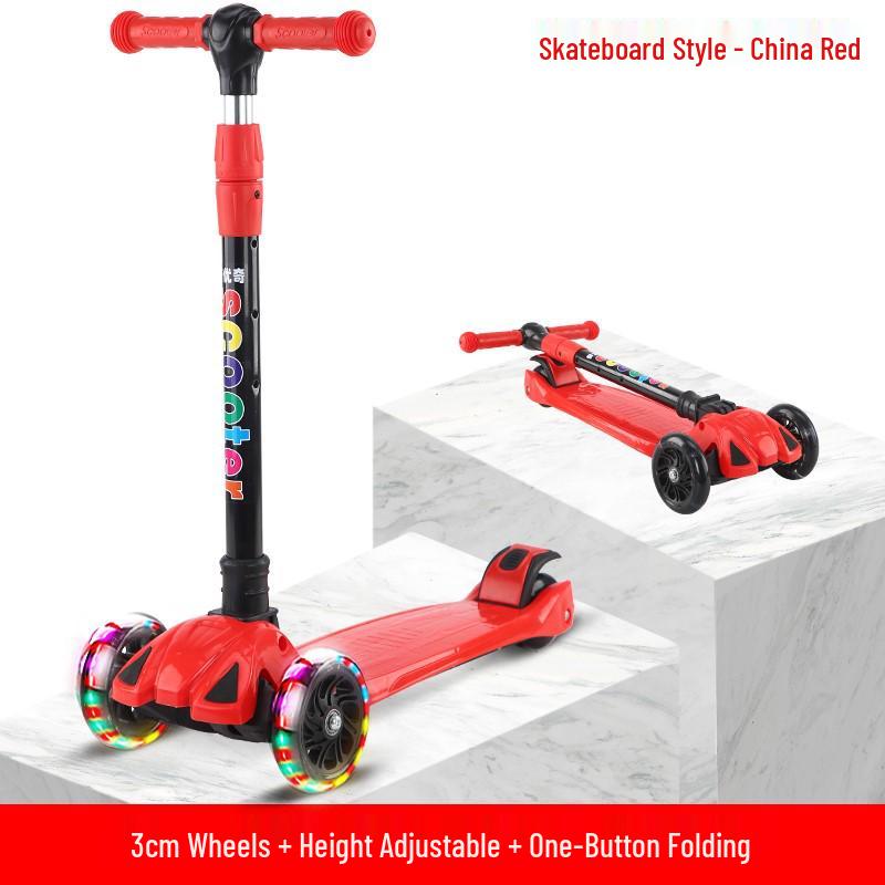 Three-in-One Foldable Children s Scooter with Flashing Pedal