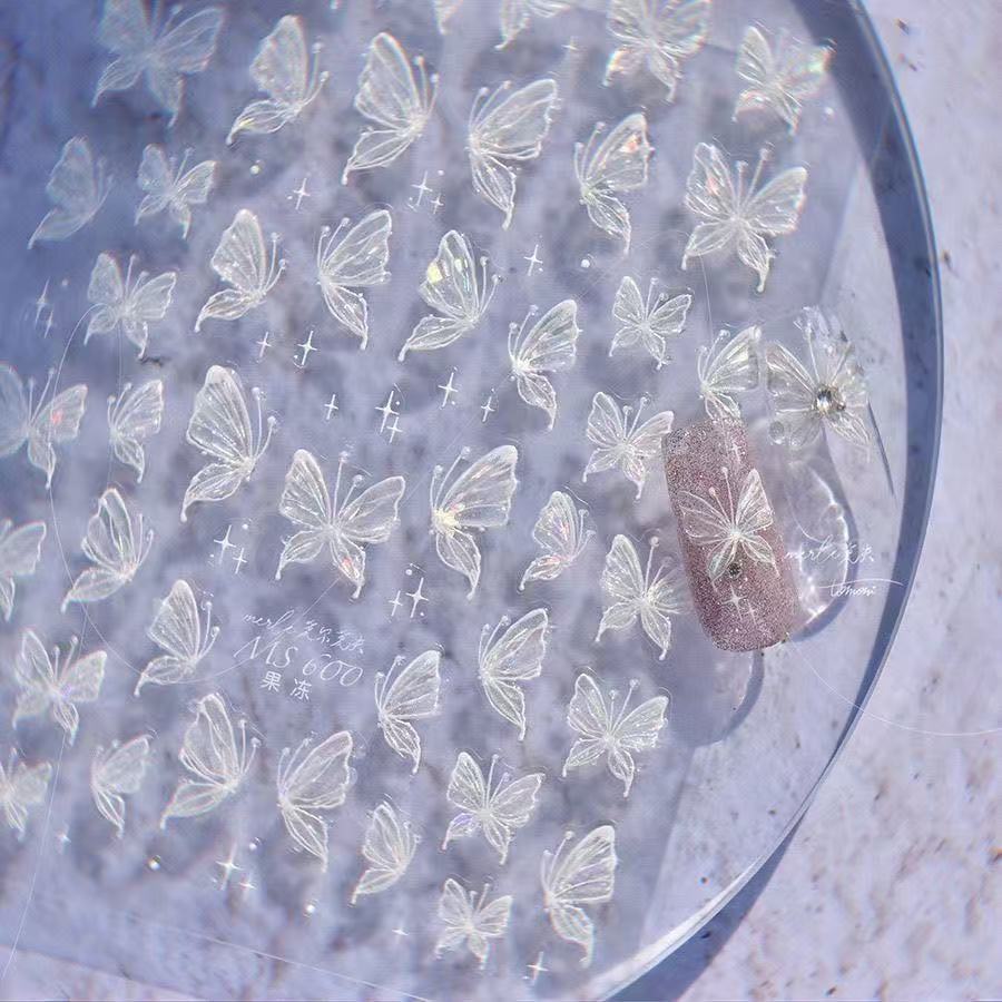 Shell Light Fairy Clear Butterfly Nail Art Sticker Huge Butterfly New Aurora Pure Desire Butterfly Nail Sticker