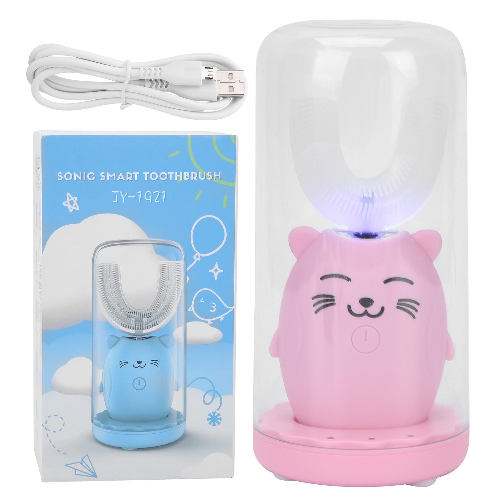 

U-образная автоматическая электрическая зубная щетка детская зубная щетка водонепроницаемый очиститель полости рта Pink 2-6 Years Old