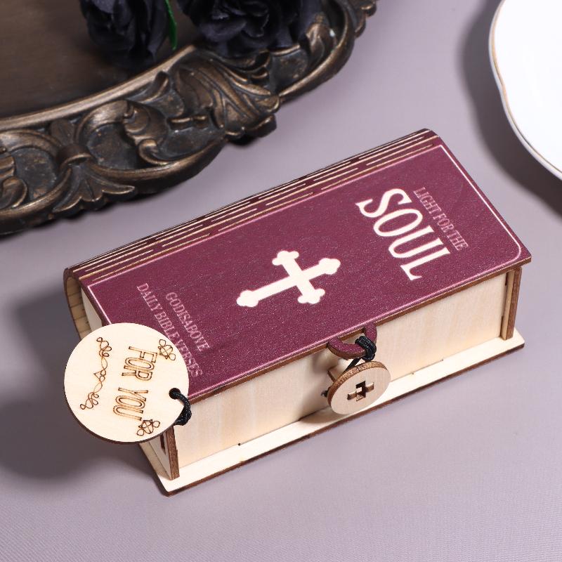 

Деревянная коробка для хранения карточек с библейскими стихами, портативная, для ежедневного вдохновения, Писание, молитва, организация, для семьи 13*7*4cm