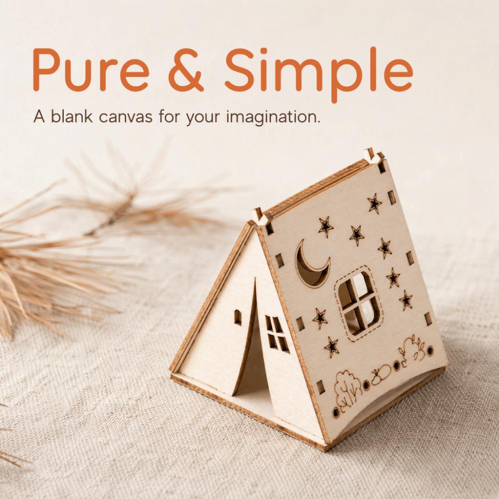 Moon Star Miniature Tent Prop Wood Mini Wooden House Creative Micro Landscape Decoration  Gift