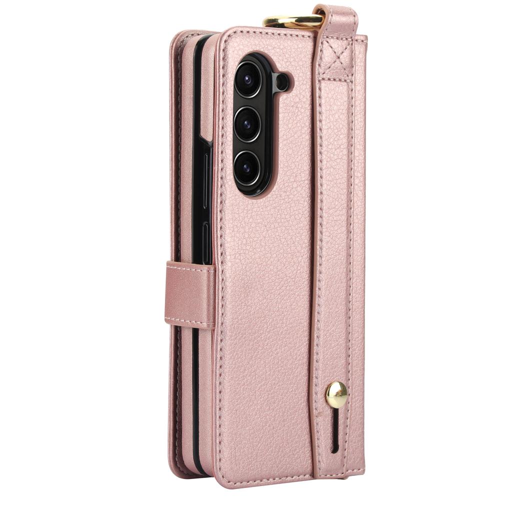 Crossbody Cards Solt Wallet Leather Ring Hold Case For Samsung Galaxy Z Fold 6 5 4 3 5G Wristband Strap S Pen Holder RFID Cover