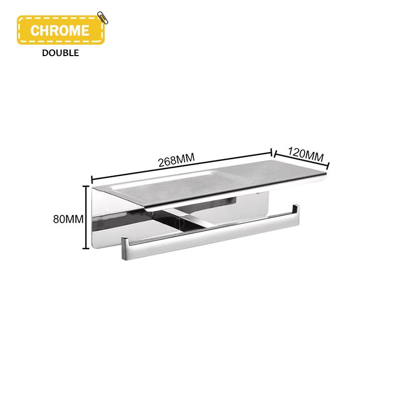 304 Stainless Steel Wall Mounted Toilet Paper Holder Matte Black Paper Towel Phone Holder Storage Rack Bathroom Accessories