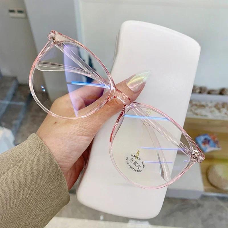 Transparent Computer Glasses Frame Women  Anti Blue Light Round Eyewear Blocking Glasses Optical Spectacle Eyeglasses