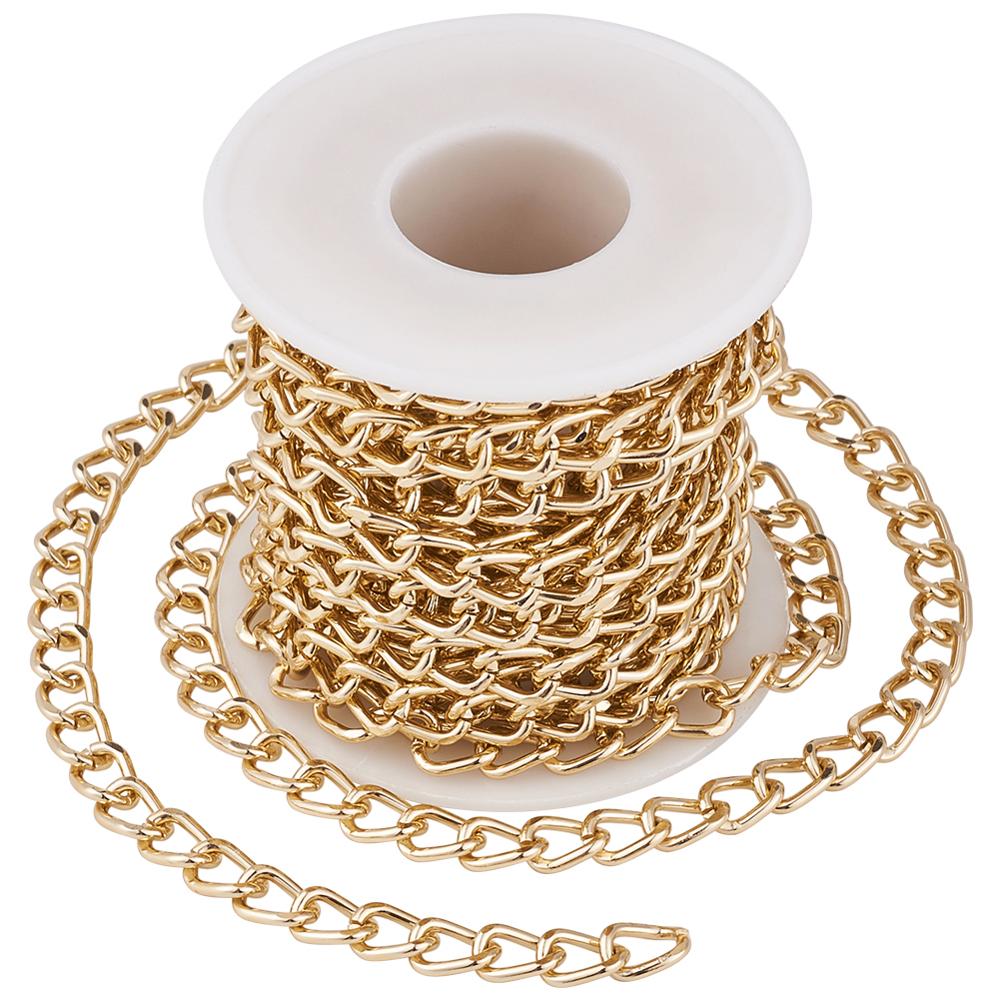 5m Golden Silver Color Aluminium Twisted Curb Chains Unwelded Link For DIY Bracelets Necklace Jewelry Making Findings Accessory