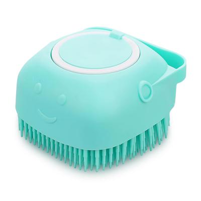 Sangelar Pet Grooming Bath Massage Brush with Soap and Shampoo Dispenser Soft Silicone Bristle for Long Short Haired Dogs Cats Shower