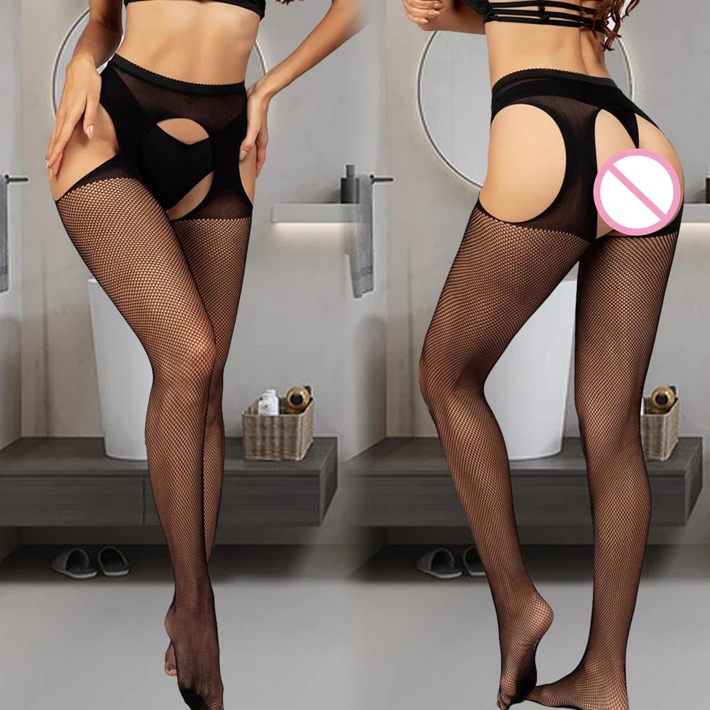 Women Fish Net High Elastic Hosiery Sexy Mesh Hollow Body Stockings Tights Erotic Transparent Suspender Pantyhose Costume