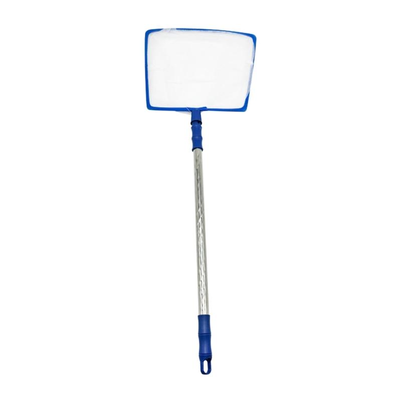 Pool Net with Extendable Steel Handle, Square Fine Screen Head for Floating Debris Pickup in Pool Water, Pond Water, and Wet Areas