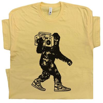 Bigfoot T Shirt Stereo Funny Sasquatch Beastie Cool Boys Vintage DJ Vinyl Record