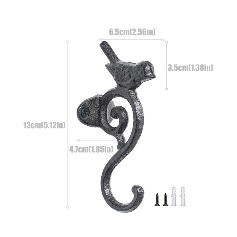 Pack of 2 Elegant Iron Bird Shaped Wall Hooks for Hanging Clothes Hats and Bags Decorative Hangers