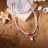 2 Stück Perlenketten, Damen Verstellbare Mehrlagige Böhmische Strand Meeresschildkröte Perlen Choker Surfer Stapelbare Kette