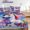 Dreamy Rainbow Unicorn bedding, duvet cover, pillowcase, home decoration, birthday gift (1 * duvet cover+2 * pillowcase, coreless)