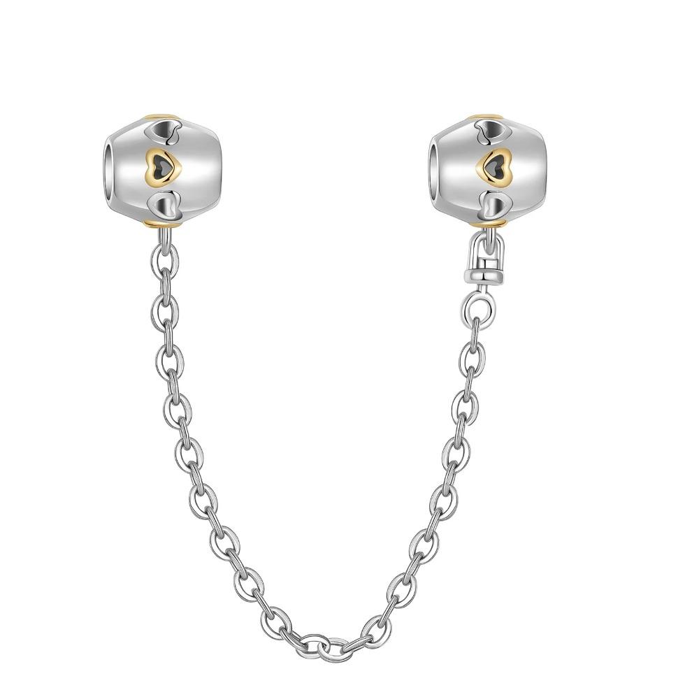 925 Silver Golden Charm Crown Family Tree Safety Chain Hollow Beads for Women DIY Bracelets Jewelry