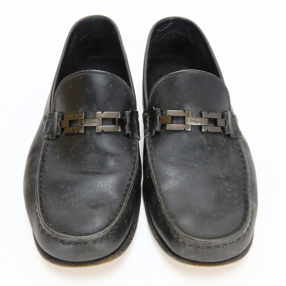 Used Salvatore Ferragamo loafers bit 8EE leather black 10.2"