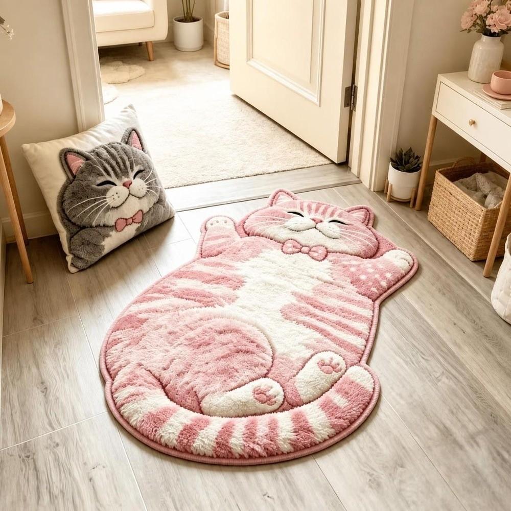 2D Home Decor Carpet Anti-fouling Cartoon Carpet Cute Cat-Shaped Area Rug  Bedrooms