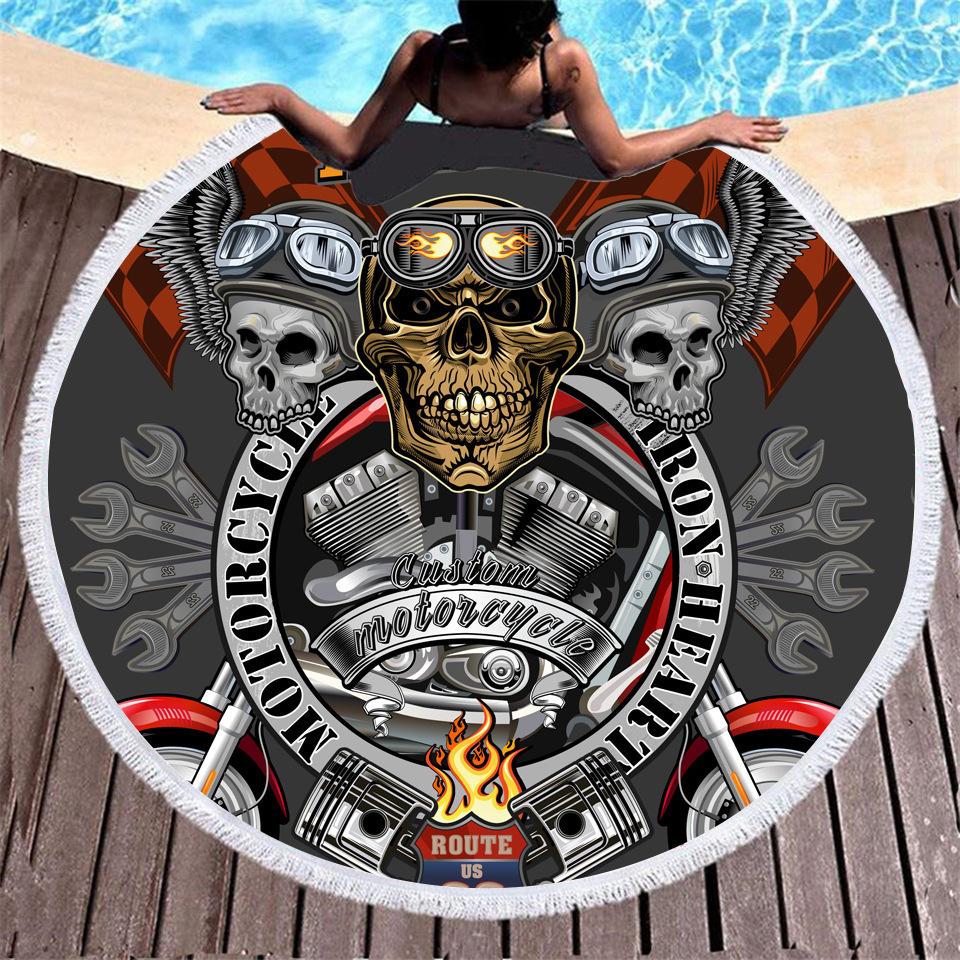 Beach Thick Round 3d Sugar Skull Printed Beach Towel Fabric Quick Dry Towel Compression Towel Tapestry Yoga Mat