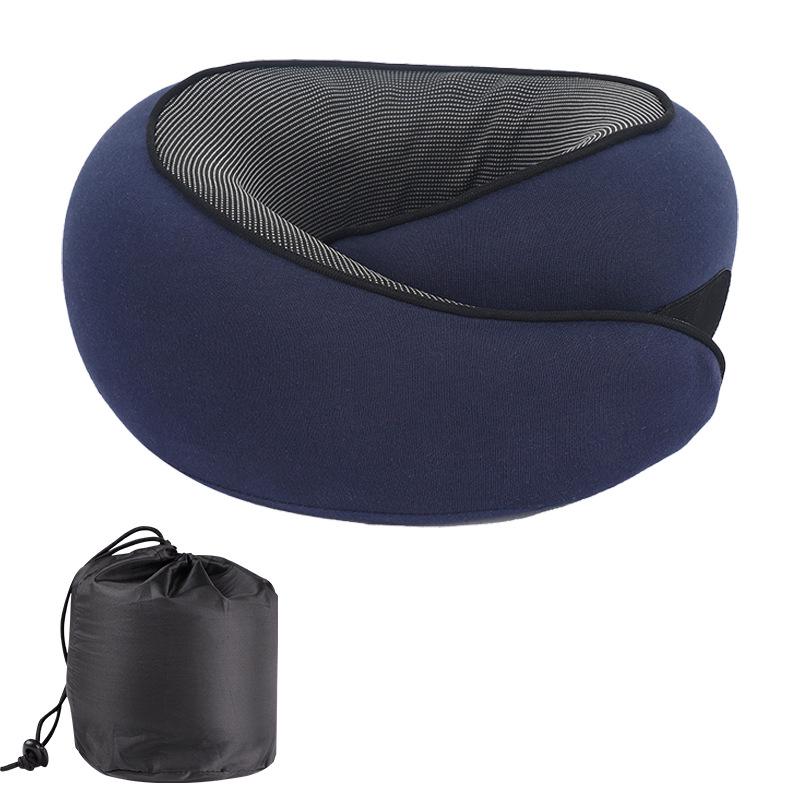 U-Shaped Memory Foam Travel Neck Pillow - No Head Tilt Support for Airplane and Office Use