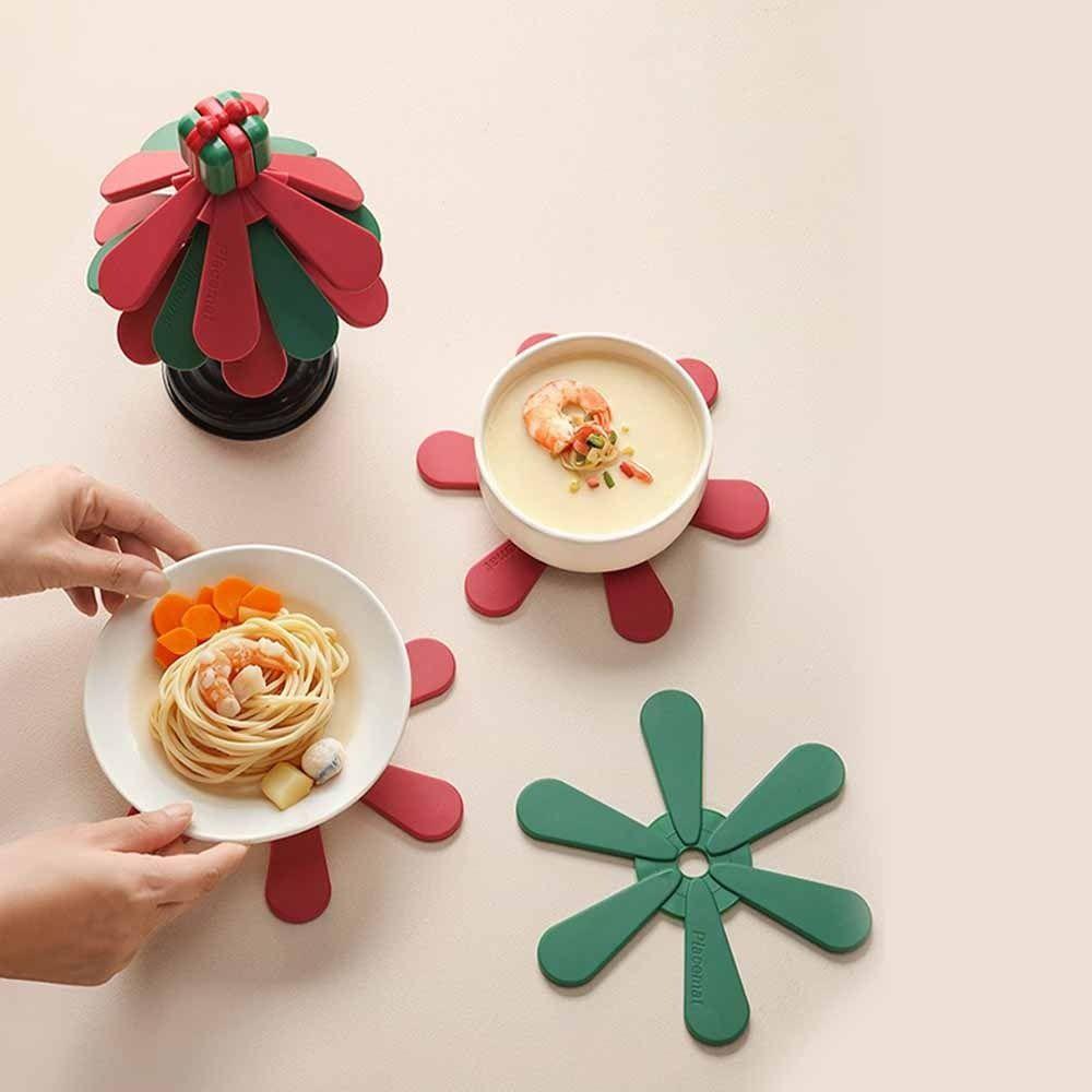 Non-slip Silicone Insulation Pad Anti Scald Christmas Tree Trivet Heat Insulation Pad  Kitchen Use