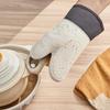 Oven Mitts Insulated Gloves Heat Resistant Silicone Kitchen Gloves with Anti-Slip Horizontal Stripes Thick Grip Reusable Kitchen Gloves Home Family