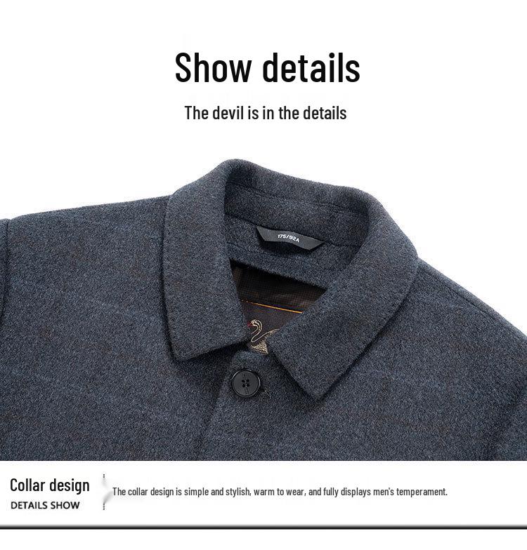 Men's Business Casual Wool Coat with Detachable Down Liner for Autumn and Winter