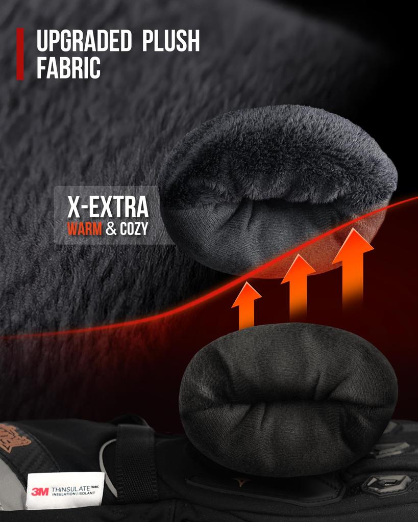 IRON Motorcycle Cold Smartphone Size L JIA'S Gloves, Winter, Weather, Compatible, Waterproof, Windproof, Protective, Fleece-Lined, Non-Slip, Black,