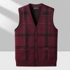 Men's Sweater Vest Casual Sleeveless Knit Jackets Men Fashion Plaid V-neck Cardigans Man Clothes Knitted Waistcoat