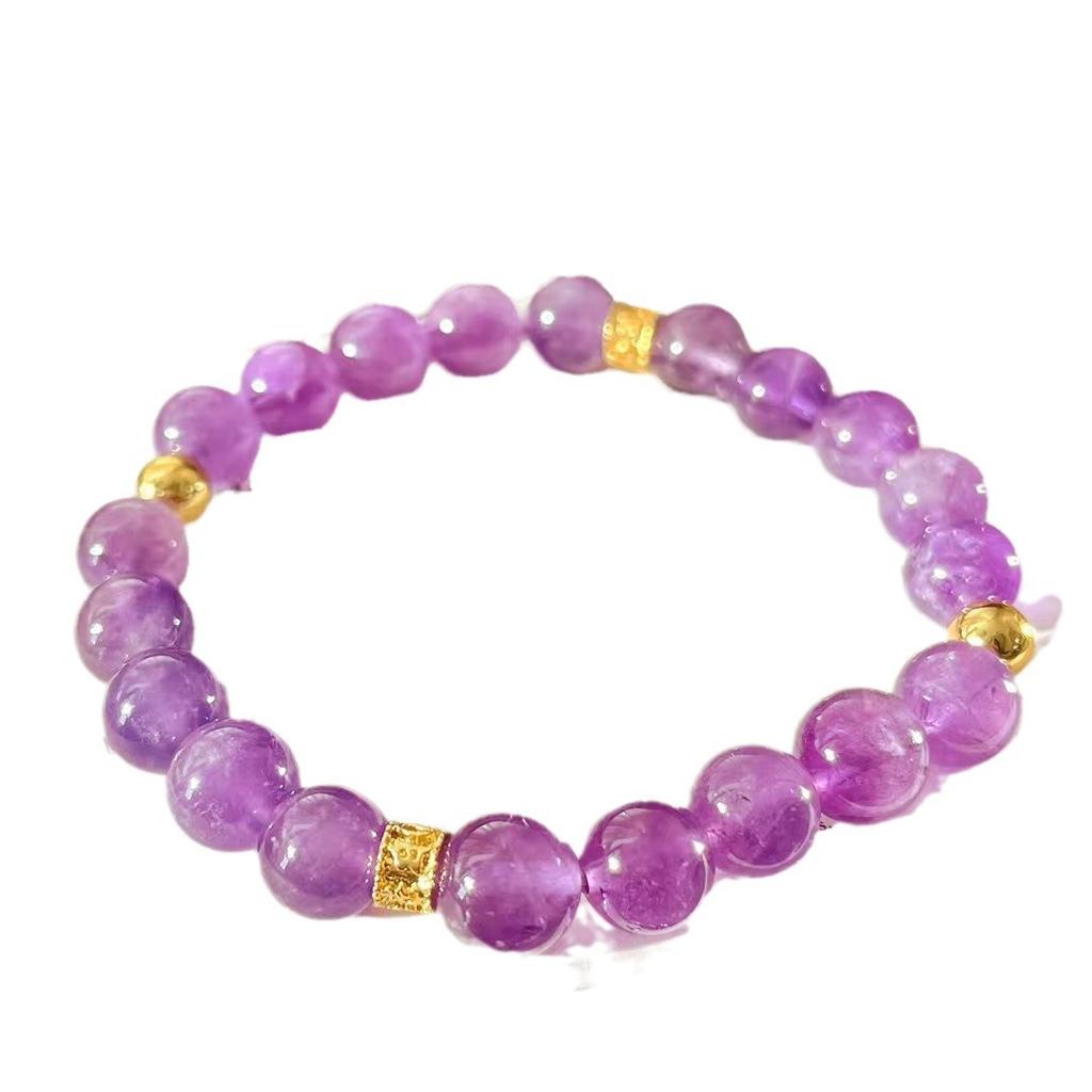 8Mm Retro Natural Amethyst Bracelet, Beaded Bracelet, Tiger'S Eye Stone Light Luxury Jewelry.