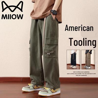 MaoRen Men's Casual Straight-Leg Cargo Pants