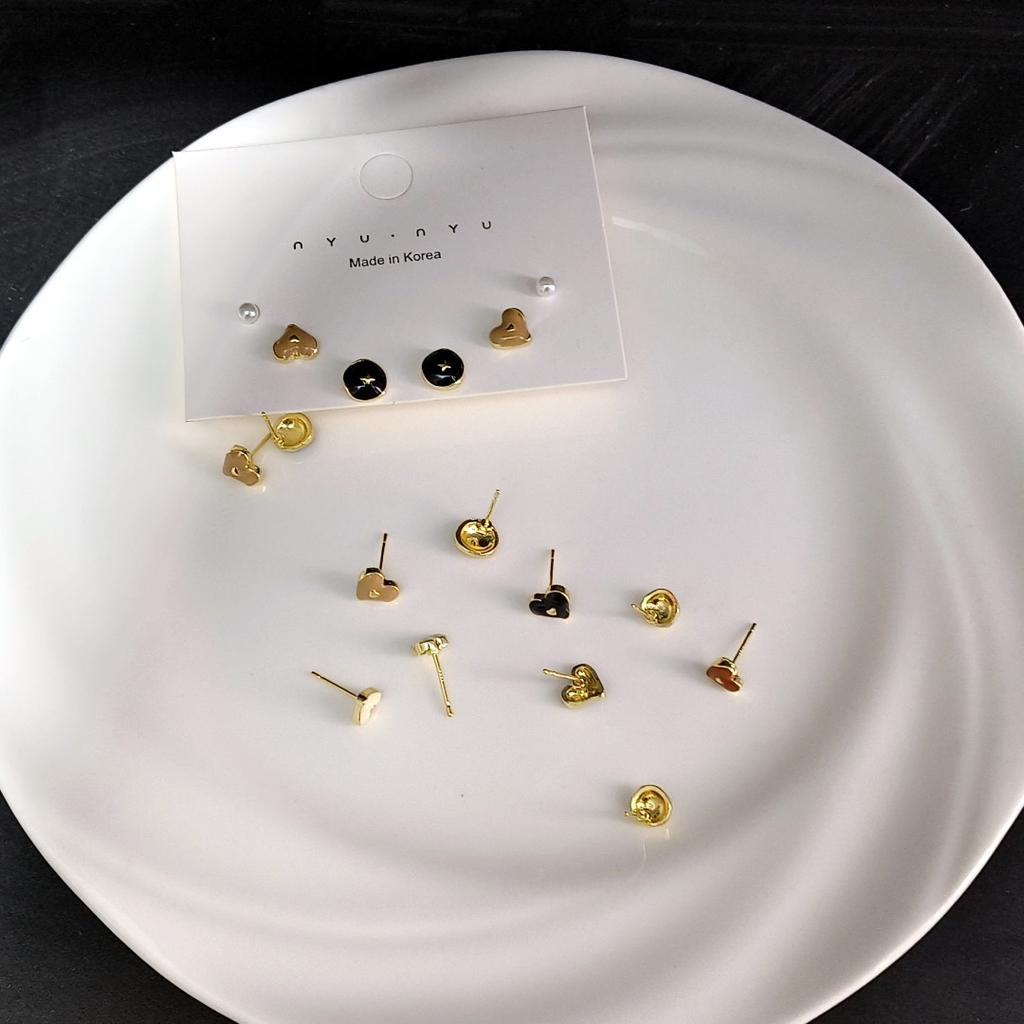 Six-piece set~ Small and delicate oil dripping geometric set, stud earrings 2025 new earrings ins