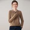 Women's Cashmere Polo Neck Half-Zip Sweater - Elegant Solid Color Knit Base Layer