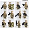 12PCS Military Series Anti-terrorism Camouflage Special Police Shield Weapon Doll Building Block Toy